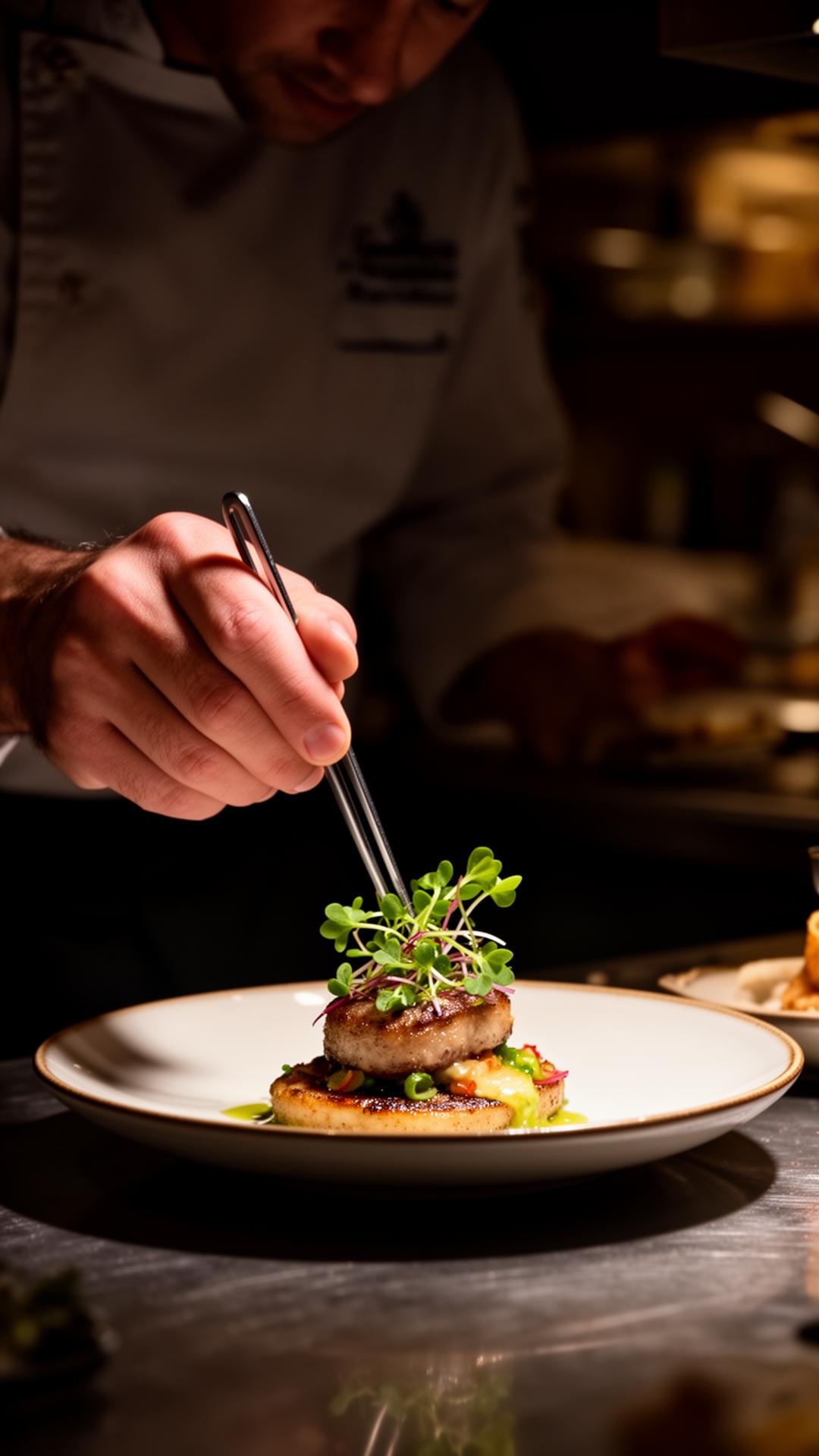 Chef plating a signature dish